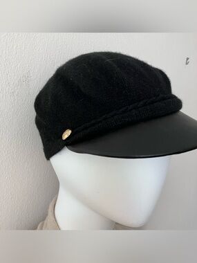 Ralph Lauren black newsboy/fisherman wool blend cap
